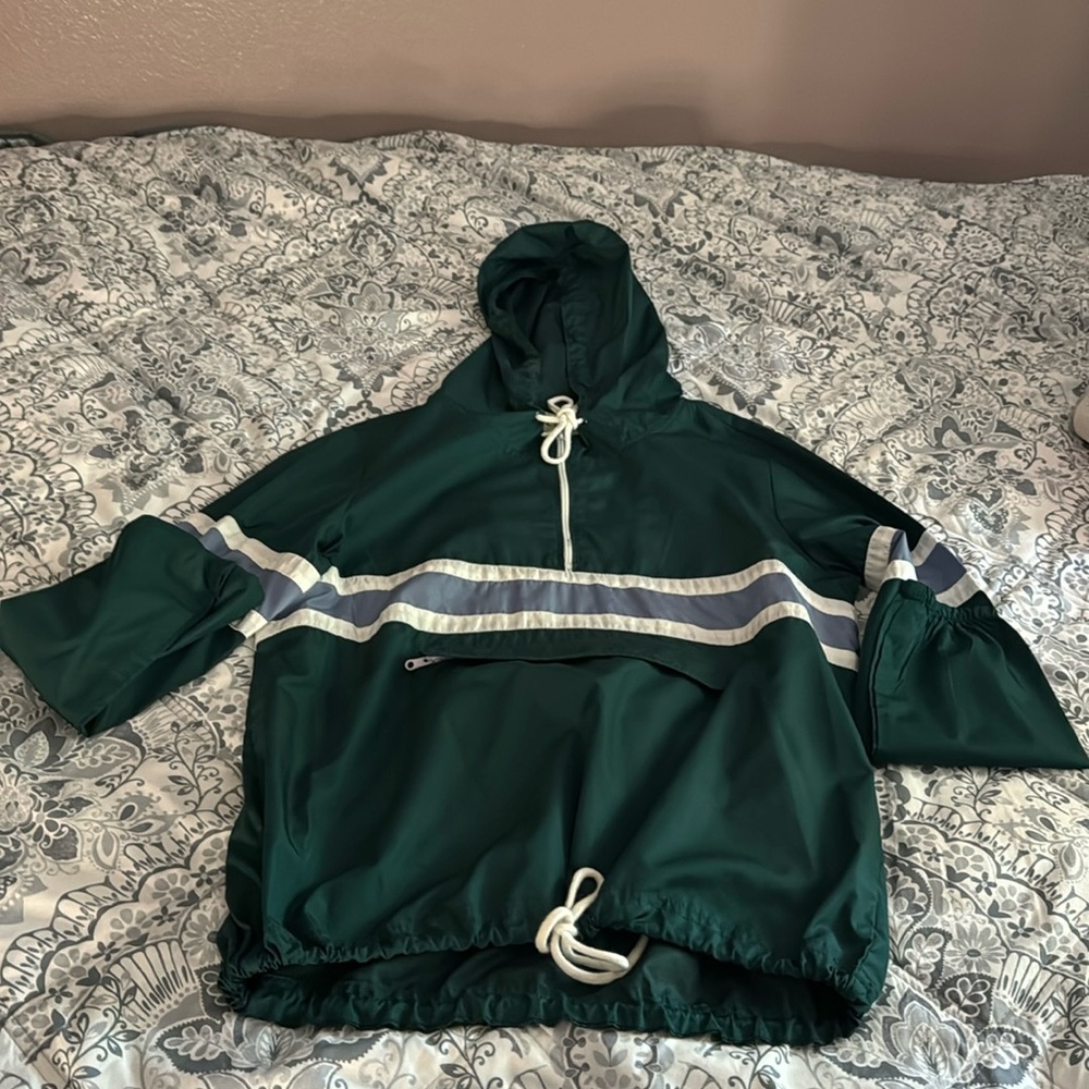 Green and purple stripe windbreaker